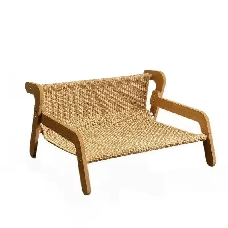 Sisal Cat Scratcher Lounge Bed with Wooden Frame, 2-in-1 Hammock
