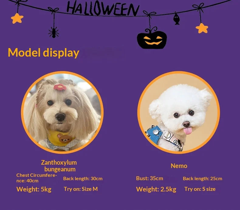 Halloween Pumpkin Overall Costume Dress for Small Dogs & Cats