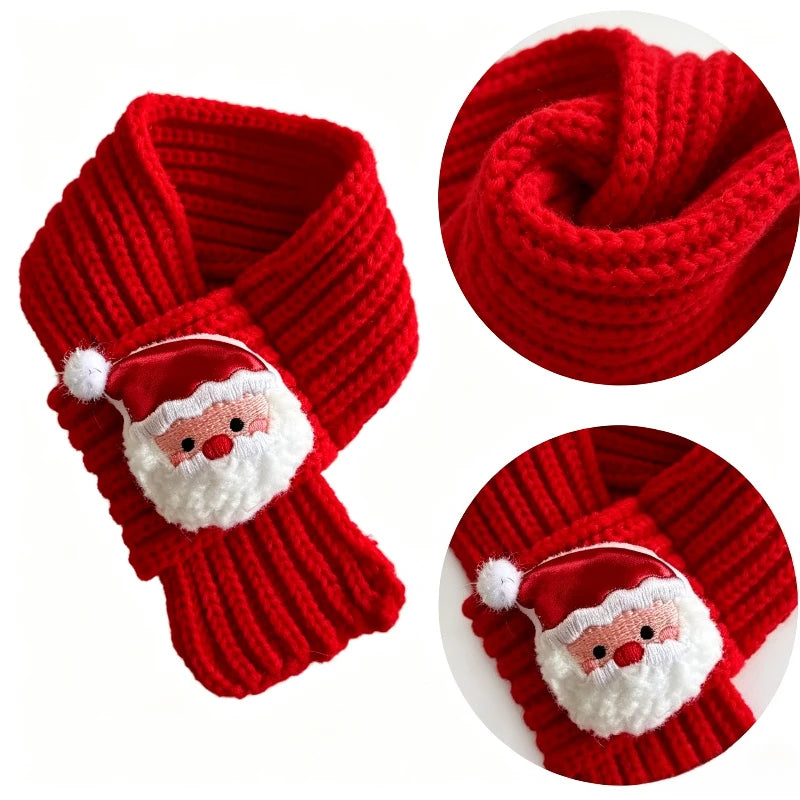 Christmas Knit Scarf for Cats & Small Dogs, Santa Holiday Neckwear