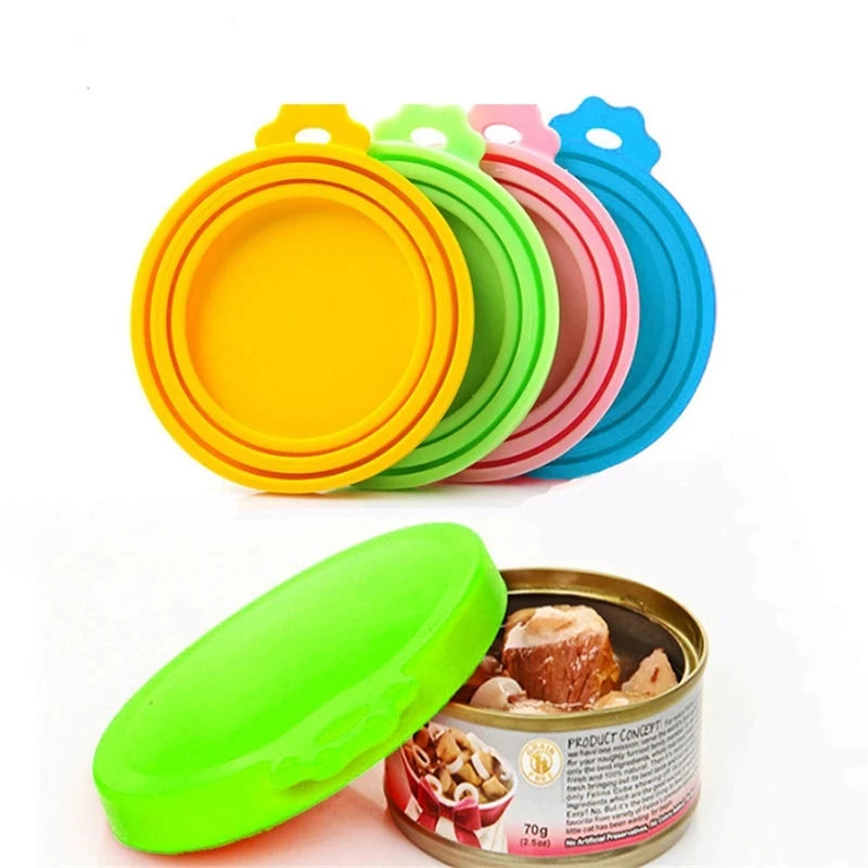 Silicone Pet Food Can Covers with Spoon, 2-Pack Reusable Lids