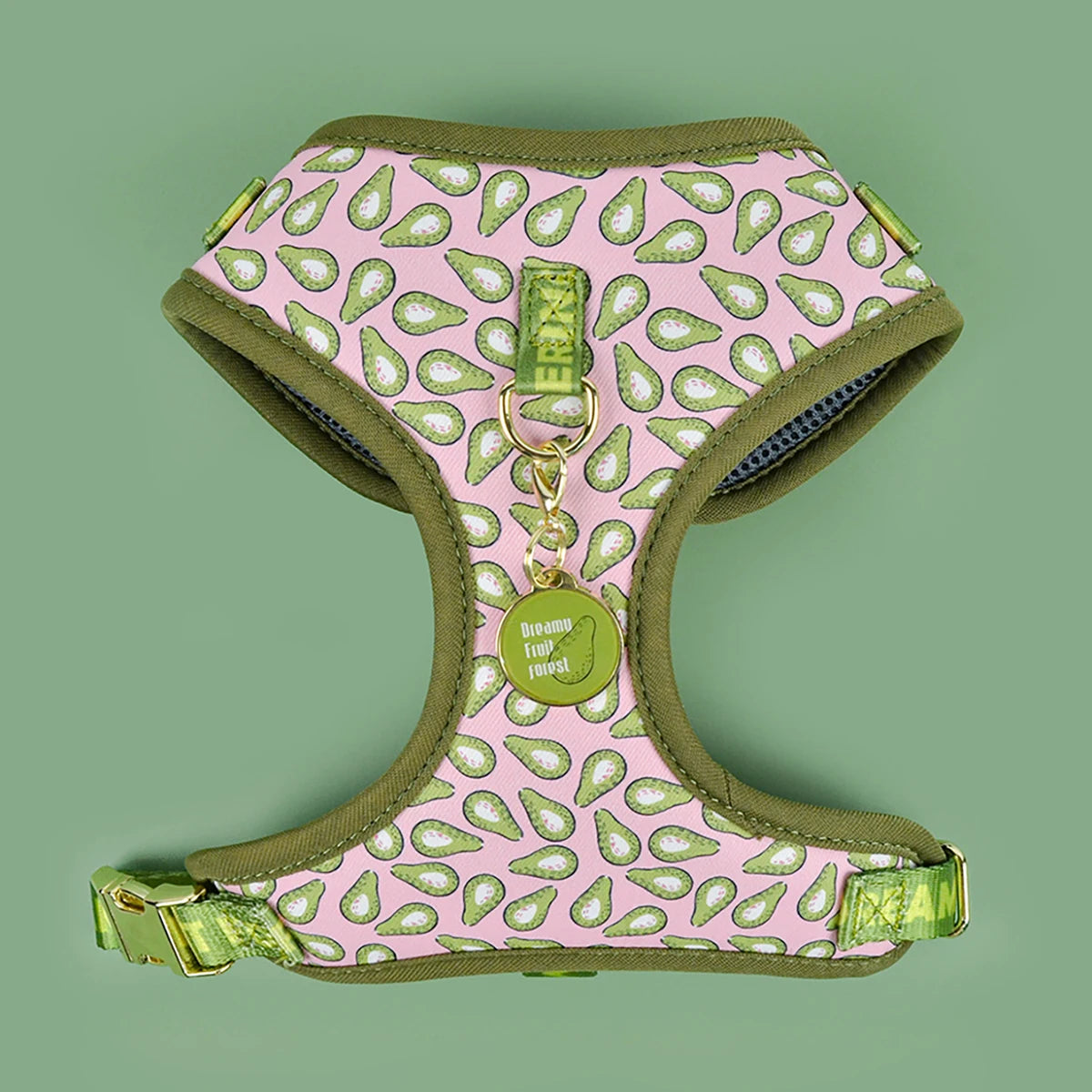 Adjustable Print Pet Harness with Matching ID Tag for Dogs