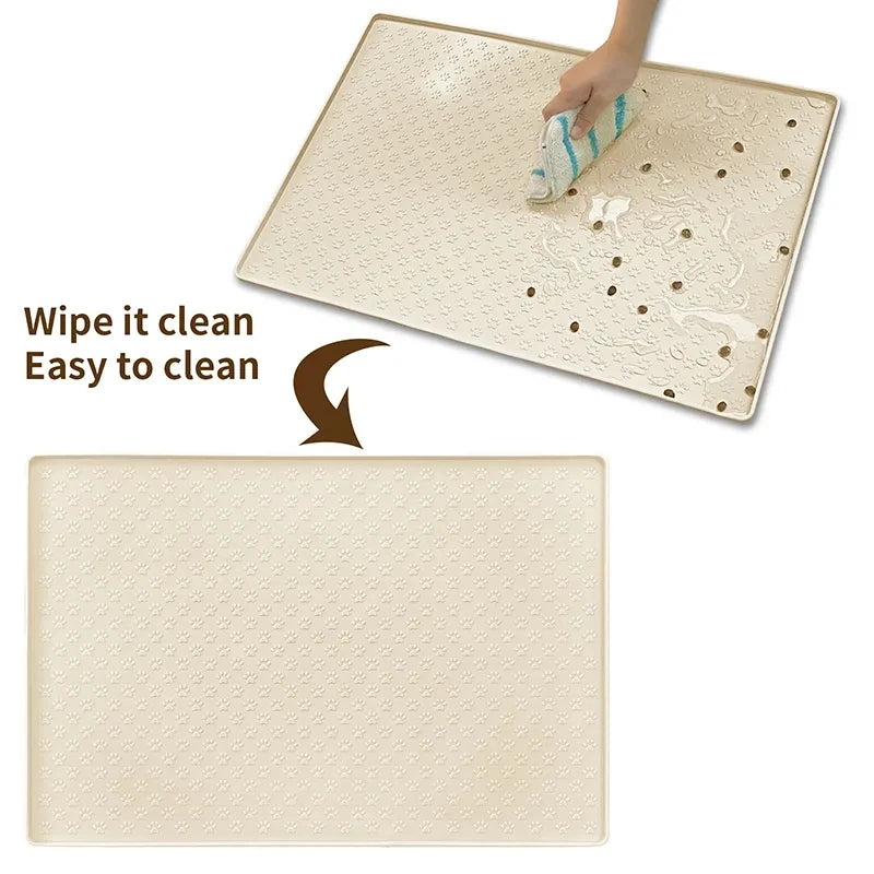 Waterproof Silicone Pet Food Mat, Non-Slip Bowl Placemat for Dogs
