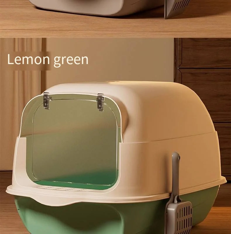 Fully Enclosed Drawer Cat Litter Box with Splash-Proof Anti-Odor Lid
