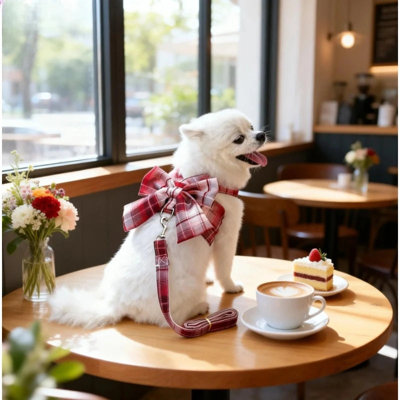 Christmas No-Pull Dog Harness & Leash Set with Bowtie