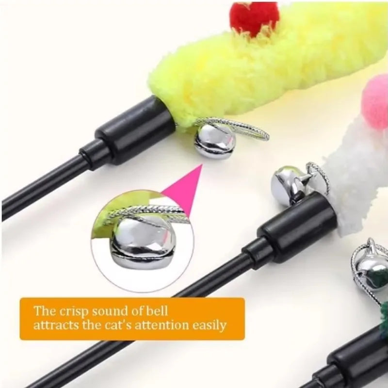 Christmas Feather Teaser Wand Toy for Cats and Kittens