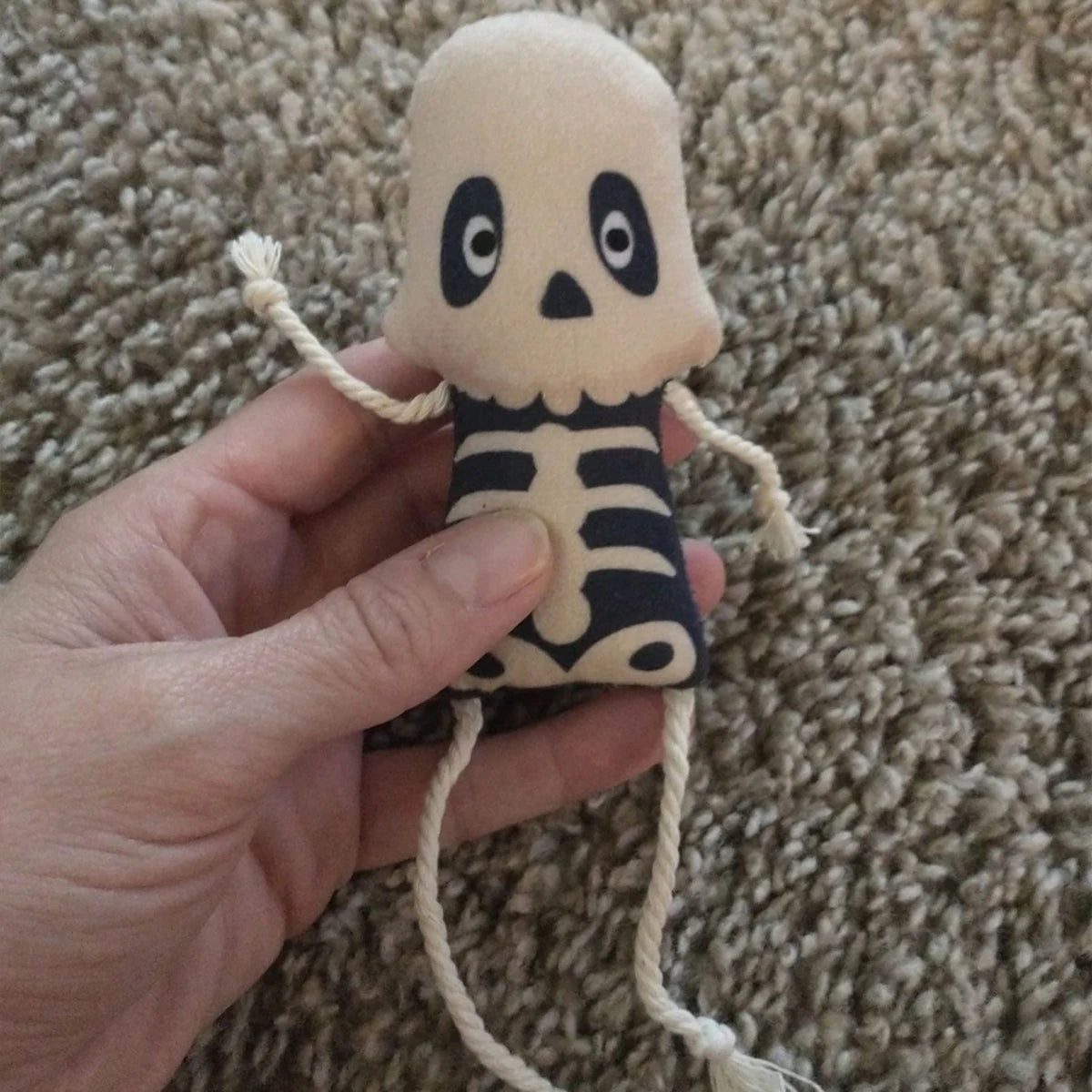 Halloween Skeleton Cat Toy, Plush Kitten Chew Toy with Rope Tail