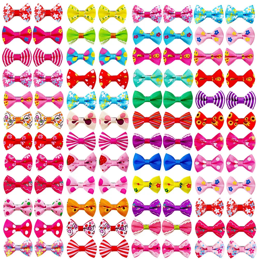 Polka Dot Pet Hair Bow Clips, 10/20 Pack for Small Dogs and Cats
