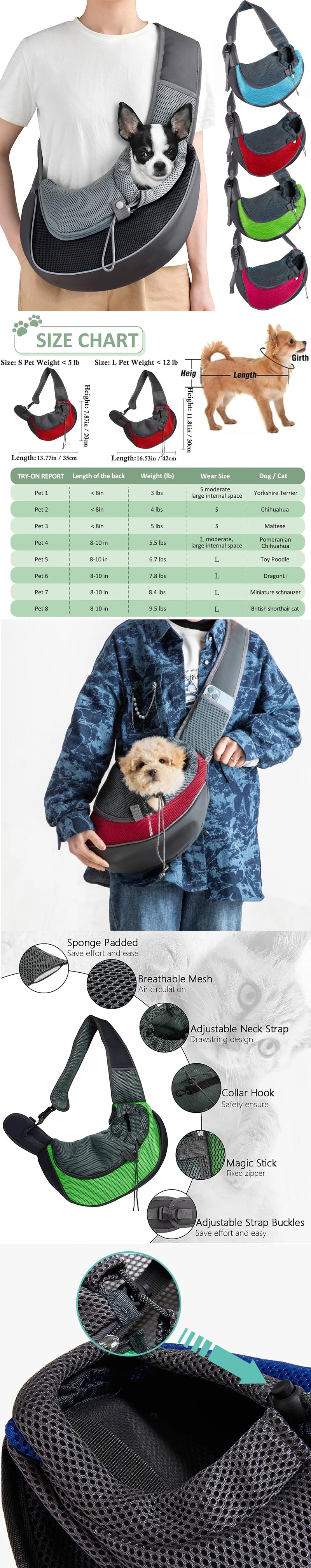 Pet Carrier Sling Bag Mesh Crossbody Shoulder Tote for Cats & Dogs