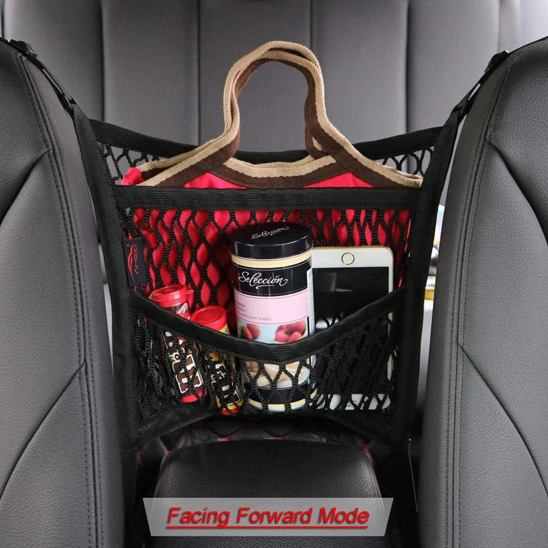 Stretchy Car Seat Pet Barrier Net with Storage Pocket for Dogs