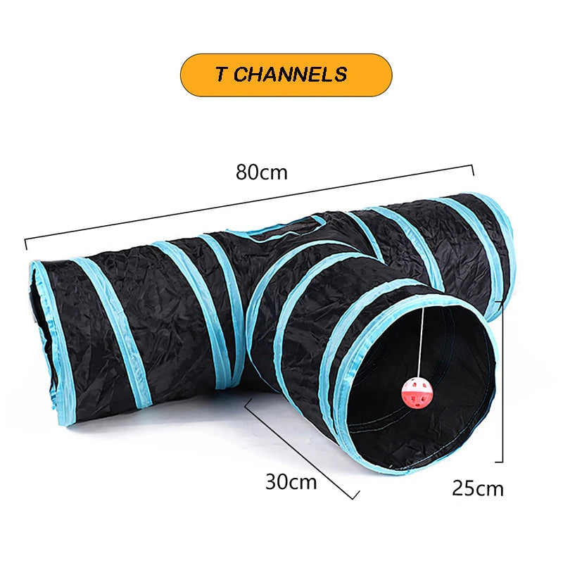 Collapsible 3-Way Cat Tunnel Toy, Breathable Indoor Play Tube