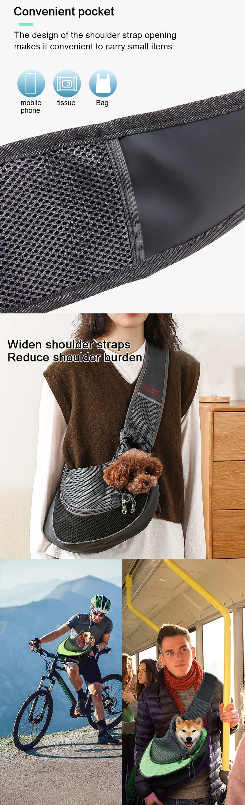 Pet Carrier Sling Bag Mesh Crossbody Shoulder Tote for Cats & Dogs