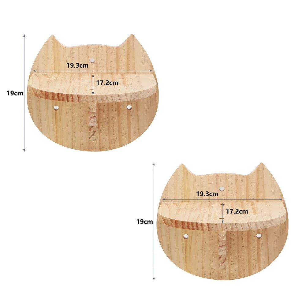 Wall-Mounted Curved Cat Shelf Steps with Cozy Perch Bed