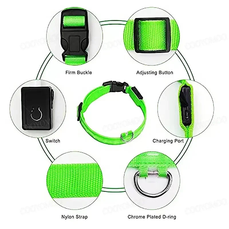 LED Glow Dog Collar – USB Rechargeable Night Safety Collar