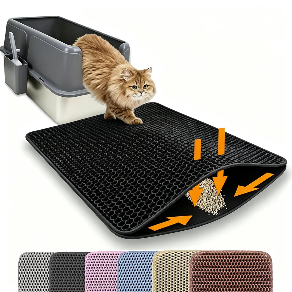 Double-Layer Cat Litter Trapping Mat, Waterproof Non-Slip Pad