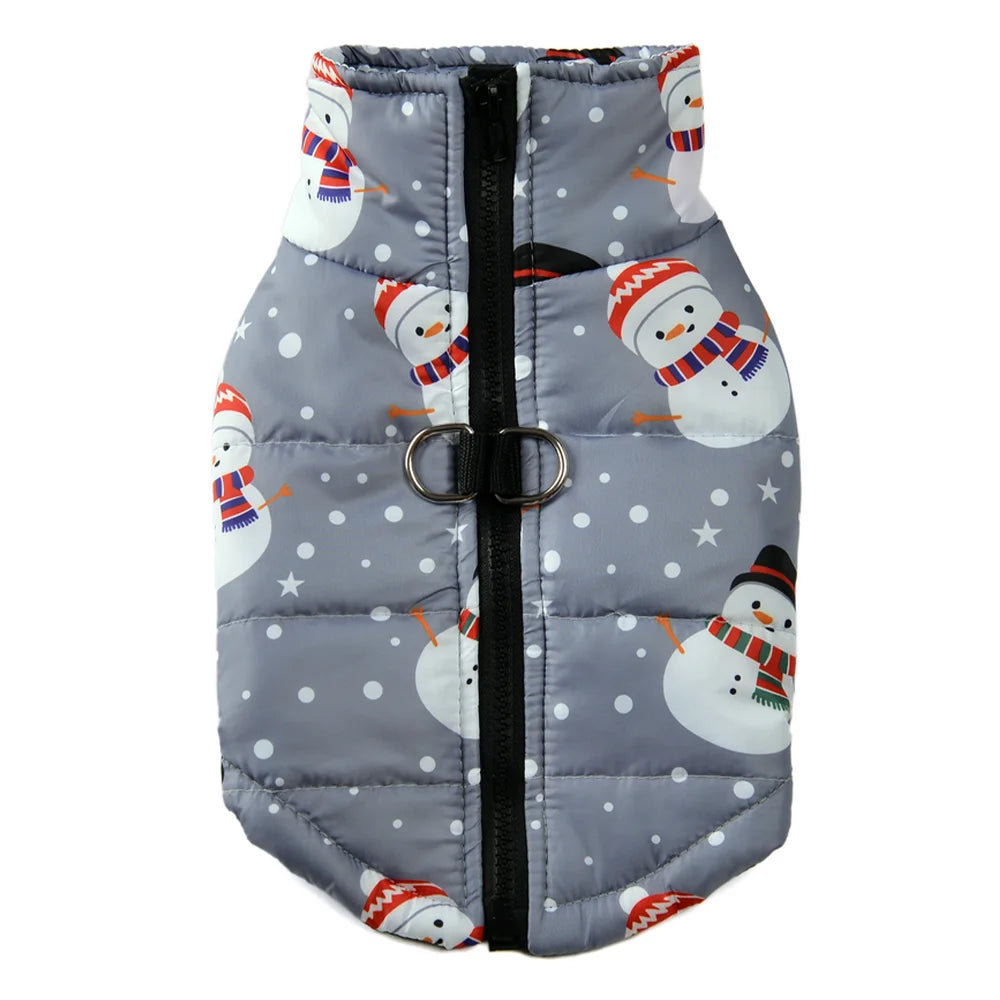 Christmas Snowman Print Dog Jacket for Small & Medium Dogs