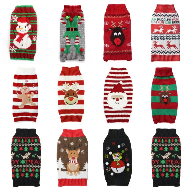 Soft Warm Christmas Turtleneck Dog Sweater for Small Dogs