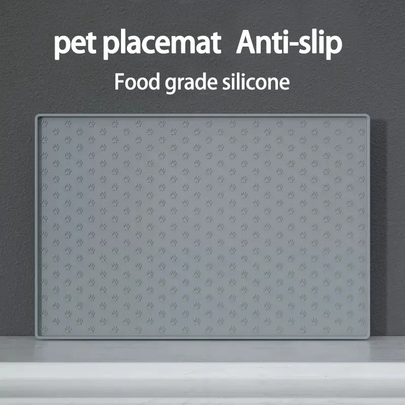 Waterproof Silicone Pet Food Mat, Non-Slip Bowl Placemat for Dogs