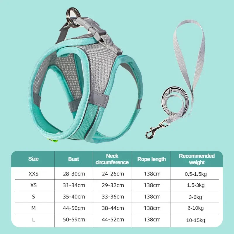 Puppy Harness & Leash Vest Set for Small Dogs, Adjustable