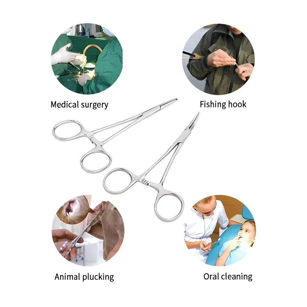 Curved Stainless Steel Pet Hemostat for Ear Hair Removal & Grooming