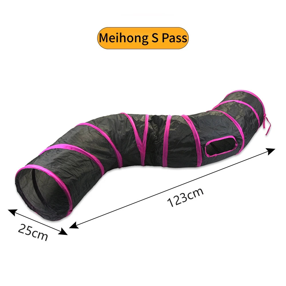 Foldable Cat Play Tunnel, Crinkle Peek-a-Boo Tube Toy