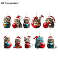 10-Piece Acrylic Cat Christmas Ornaments with Santa Hats