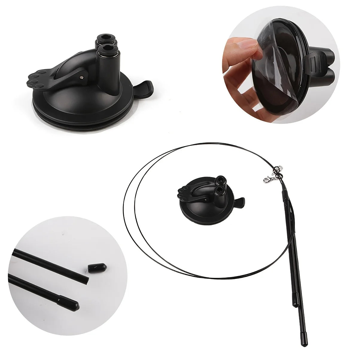 Interactive Cat Wand Toy with Anti-Slip Suction Base, No Battery