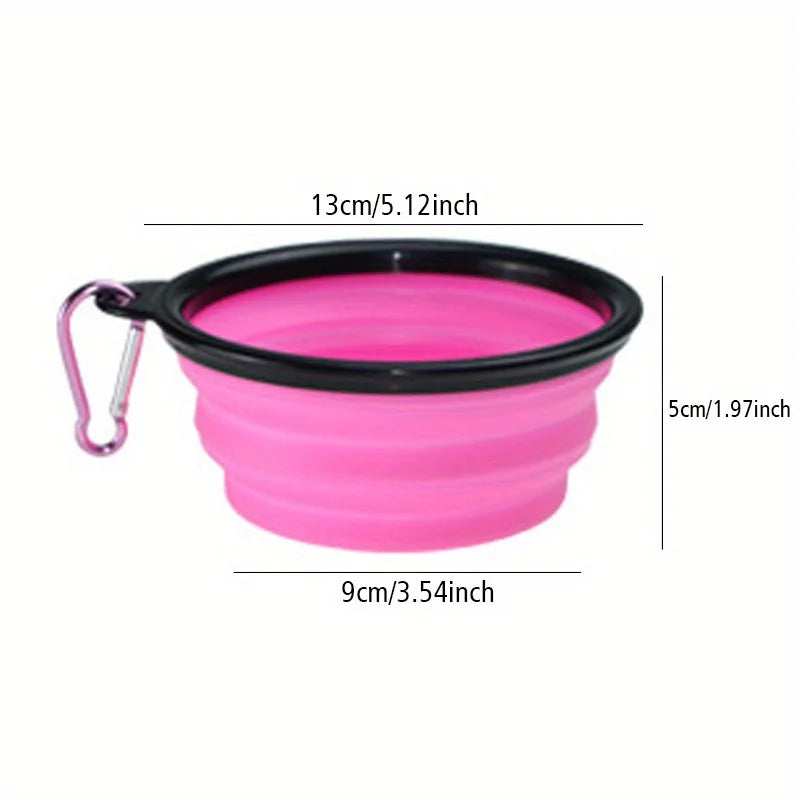 Foldable Silicone Dog Travel Bowl, Portable Water & Food Dish