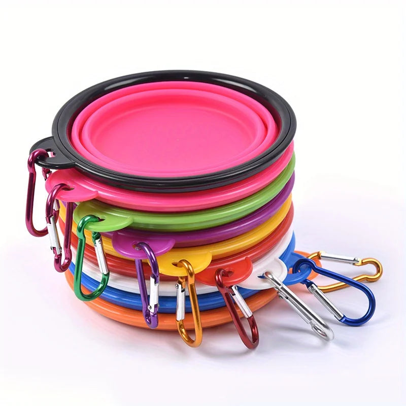 Foldable Silicone Dog Travel Bowl, Portable Water & Food Dish