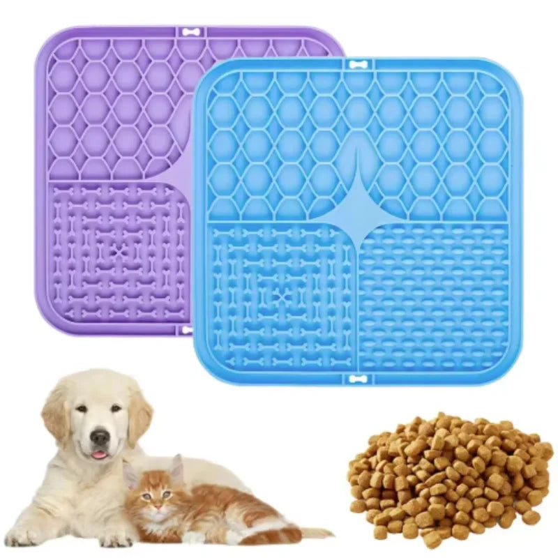 Pet Lick Mat Slow Feeding Plate with Suction, Training Aid