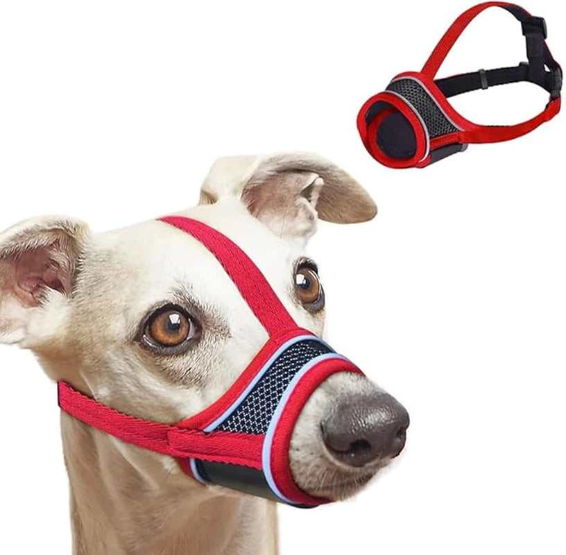 Breathable Mesh Dog Muzzle with Reflective Strap, Allows Drinking