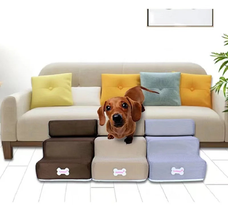 3-Step Anti-Slip Pet Stairs for Small Dogs and Cats to Bed