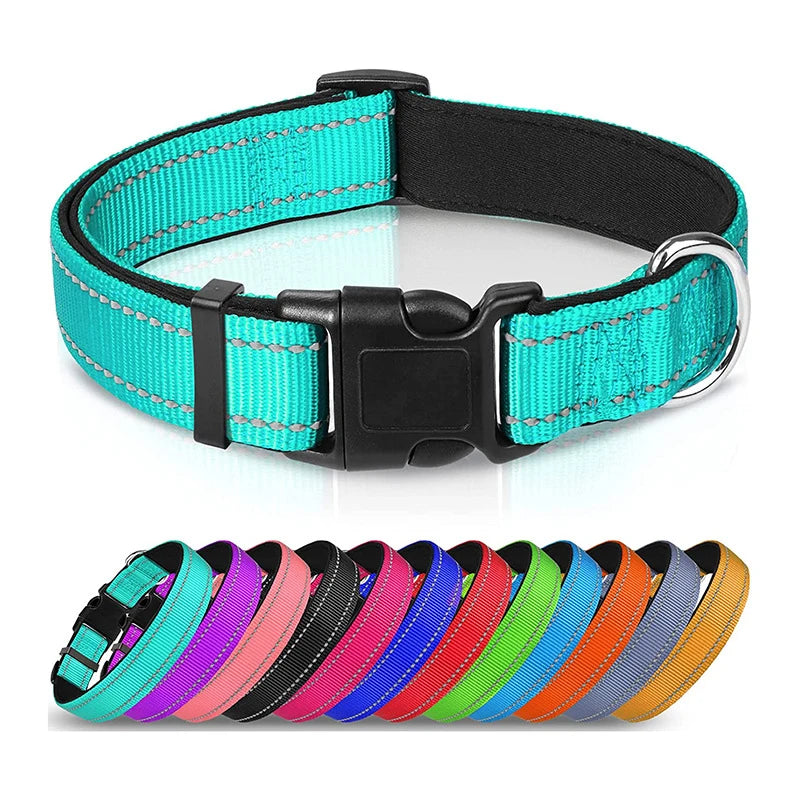 Padded Neoprene Reflective Dog Collar for Medium & Large Dogs