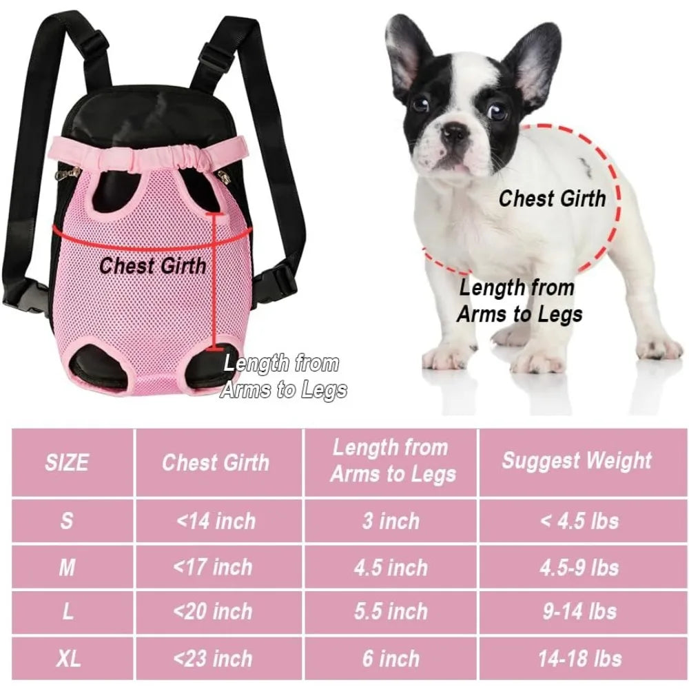 Front Chest Dog Backpack Carrier for Cats & Small Dogs Travel Hiking