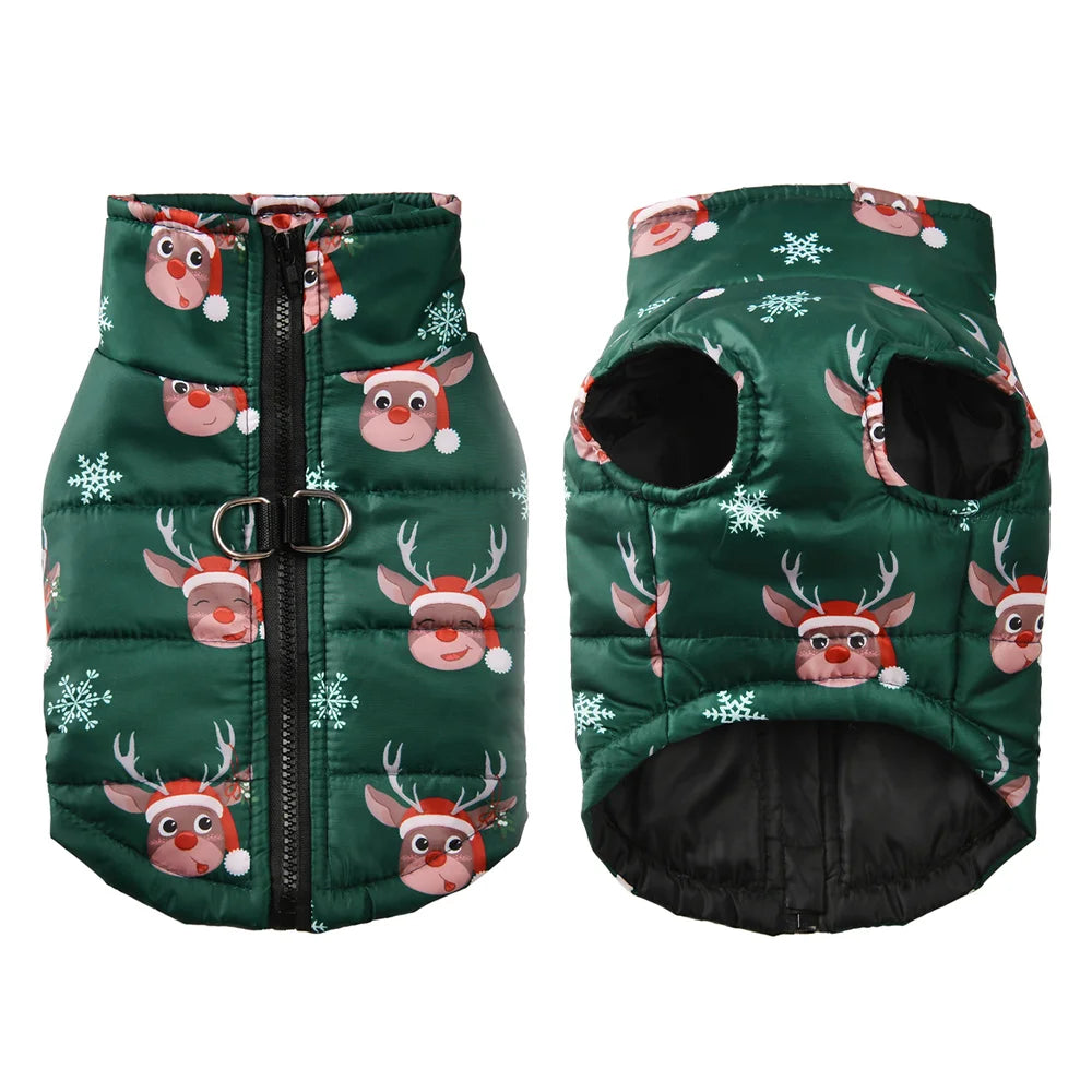 Christmas Snowman Print Dog Jacket for Small & Medium Dogs