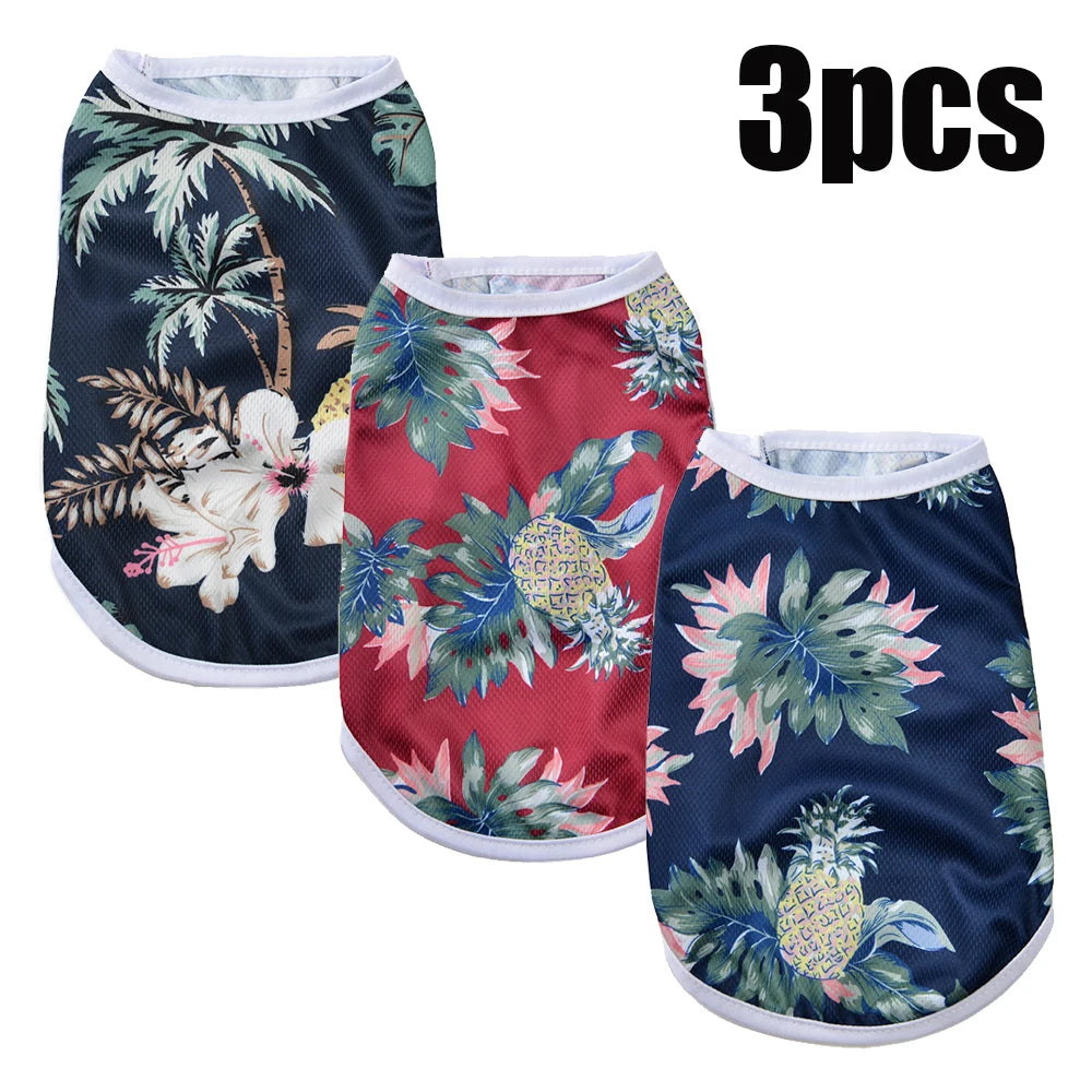 3-Pack Hawaiian Pet Shirts, Lightweight Breathable Cat & Dog Vests