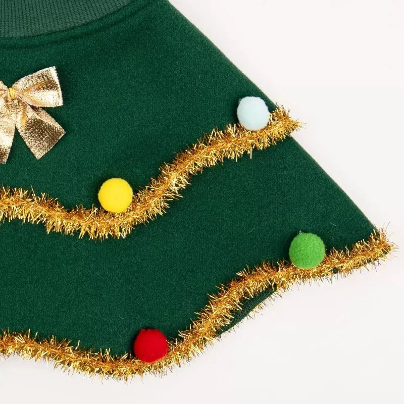 Christmas Cloak & Hat Costume for Dogs & Cats, Holiday Party Outfit