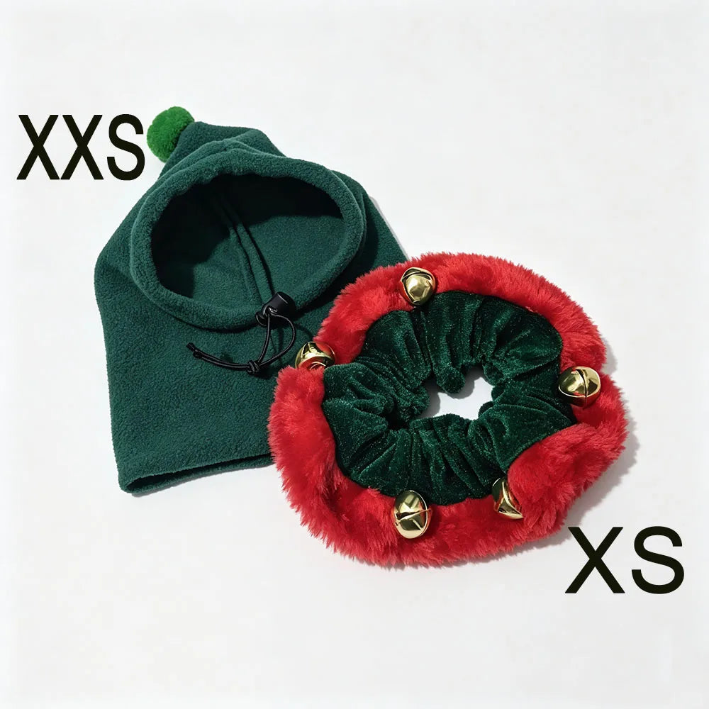 Christmas Top Hat & Bell Collar Set for Dogs & Cats