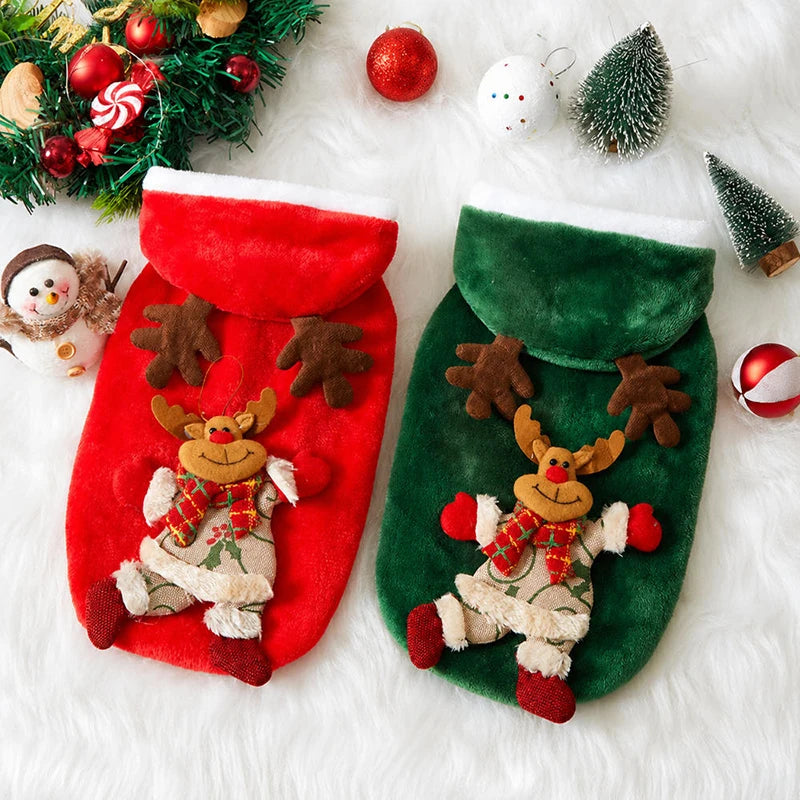 Christmas Flannel Pet Hoodie for Small & Medium Dogs and Cats
