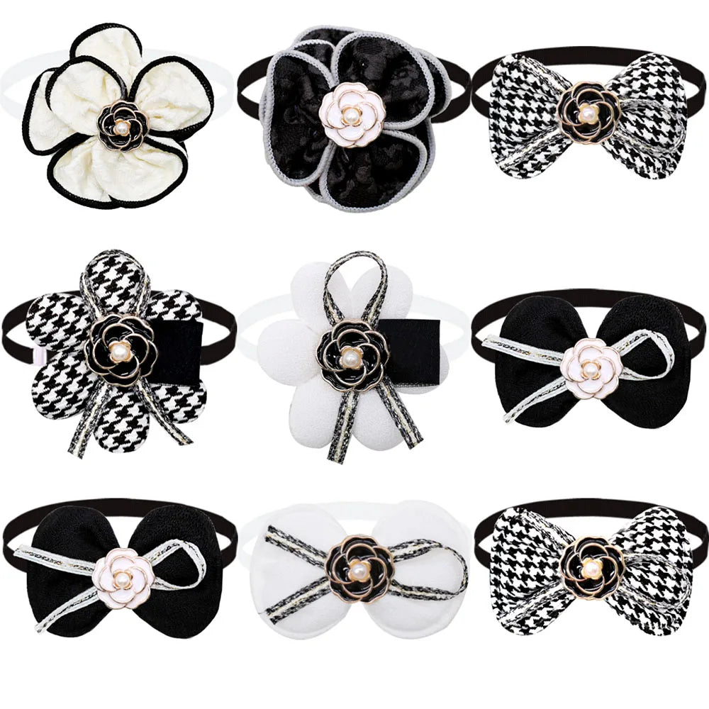Adjustable Dog Bow Tie Collar with Pearl Necklace 5 Pack