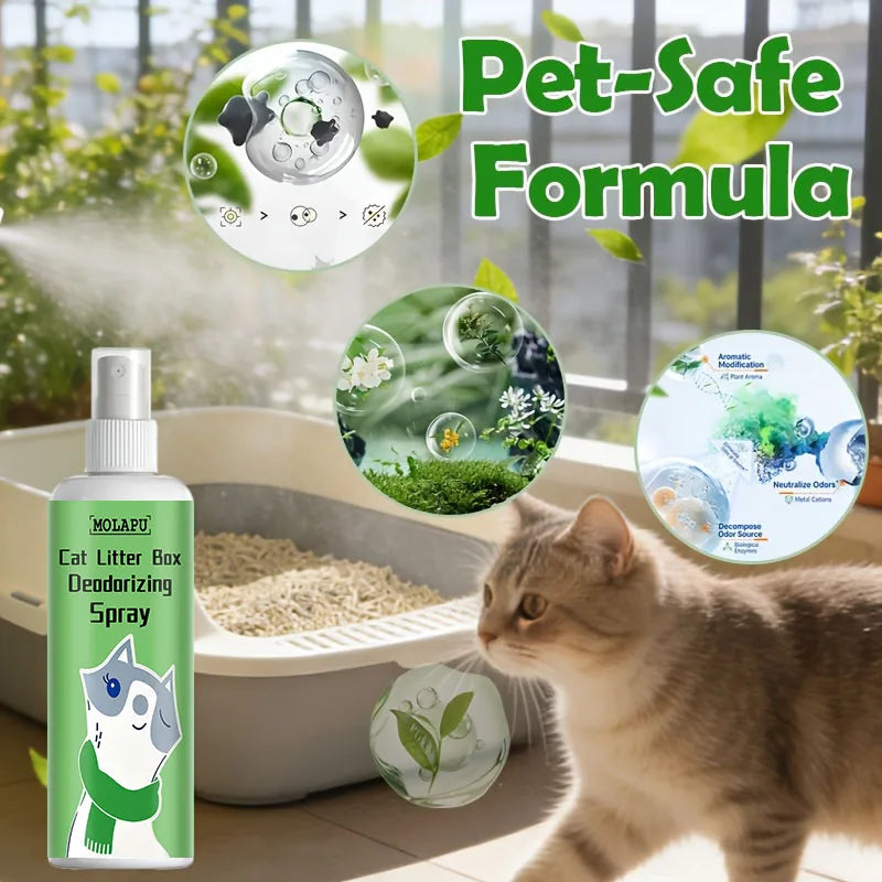 Cat Litter Box Deodorizing Spray, Fast Urine & Feces Odor Eliminator