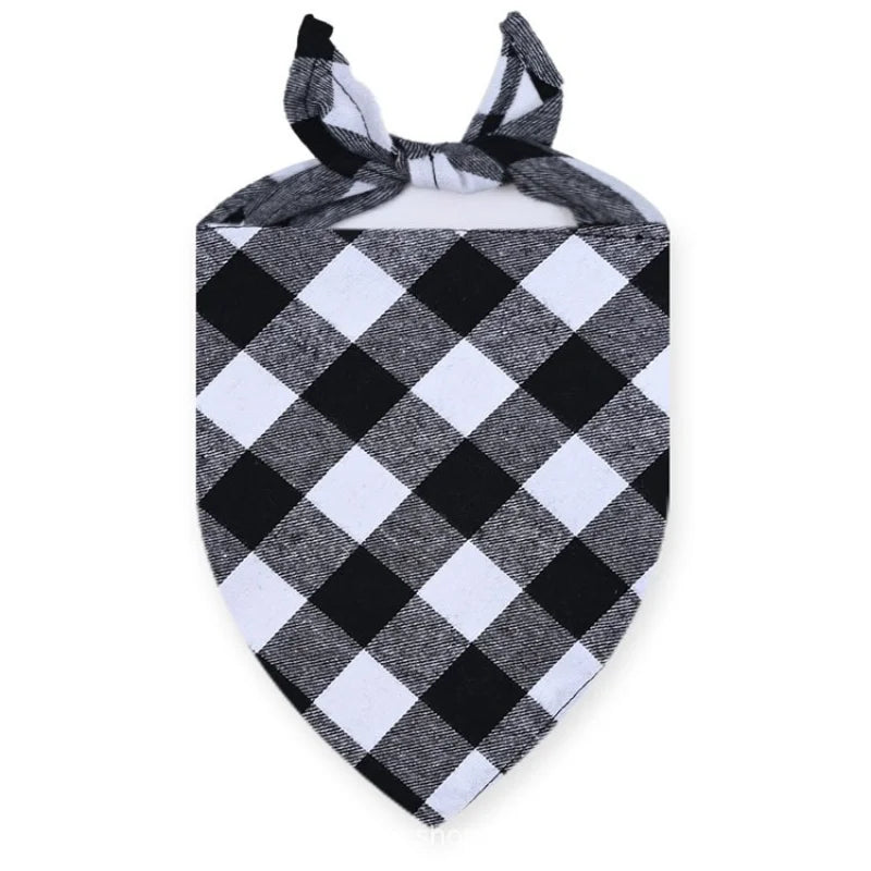 Plaid Fall Dog Bandana, Washable Cotton Bow Tie Collar Scarf