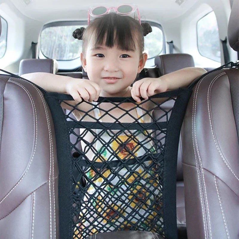 Stretchy Car Seat Pet Barrier Net with Storage Pocket for Dogs