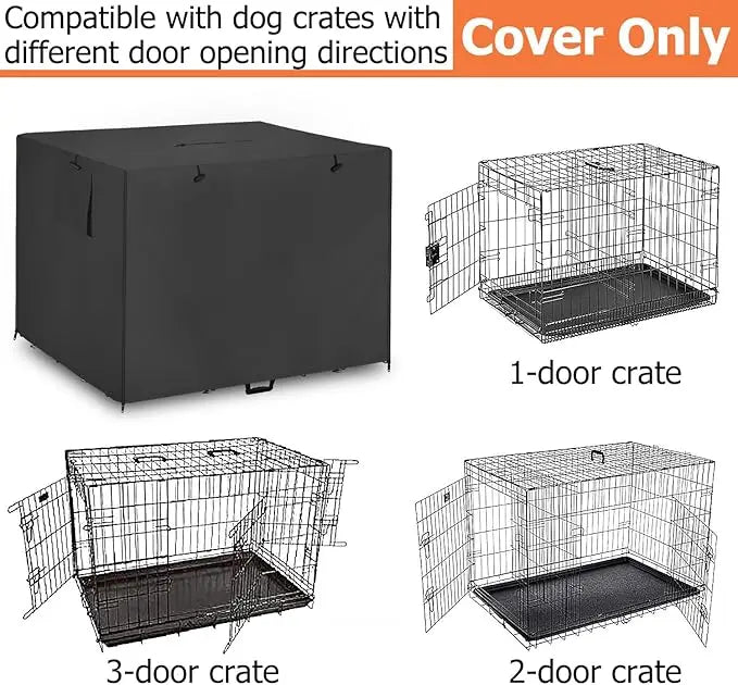 Universal Waterproof Dog Crate Cover with Roll-Up Door Shade