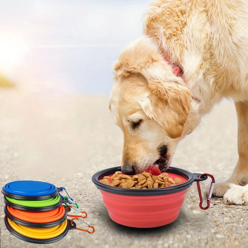 Foldable Silicone Dog Travel Bowl, Portable Water & Food Dish