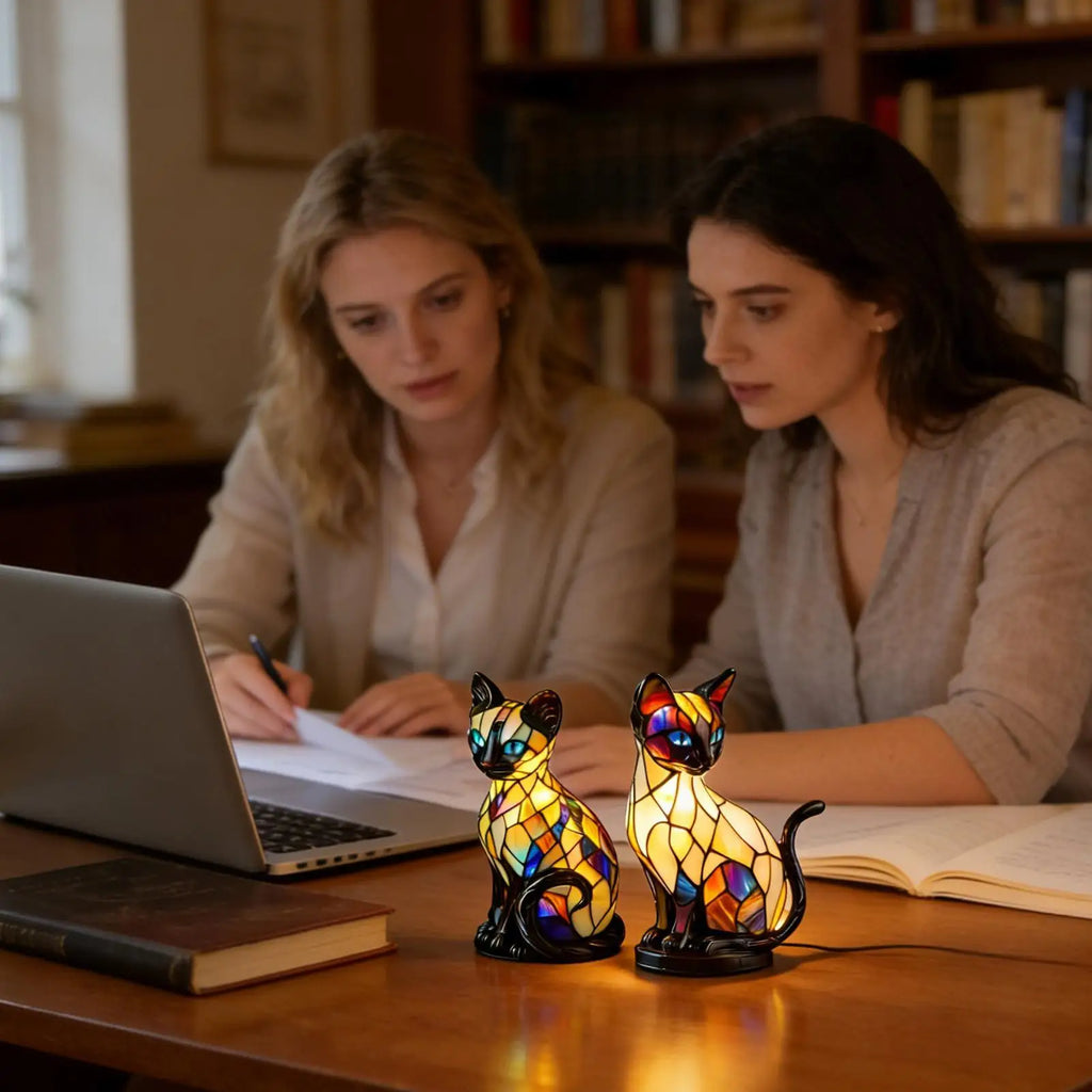 Vintage 3D Resin Cat Lamp, LED Nightlight Decor for Cat Lovers