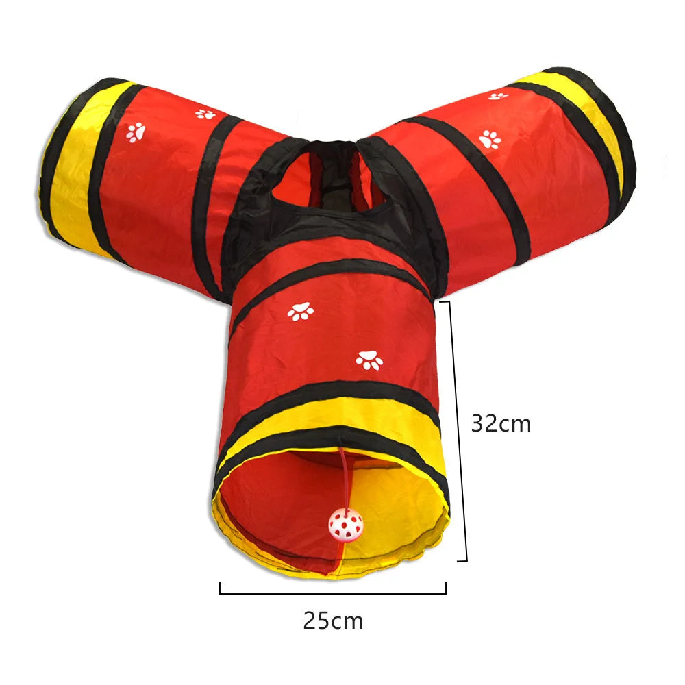 Foldable Cat Play Tunnel, Crinkle Peek-a-Boo Tube Toy