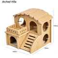 Wooden Hamster Villa Cabin House, Easy-Install Cage Hideout