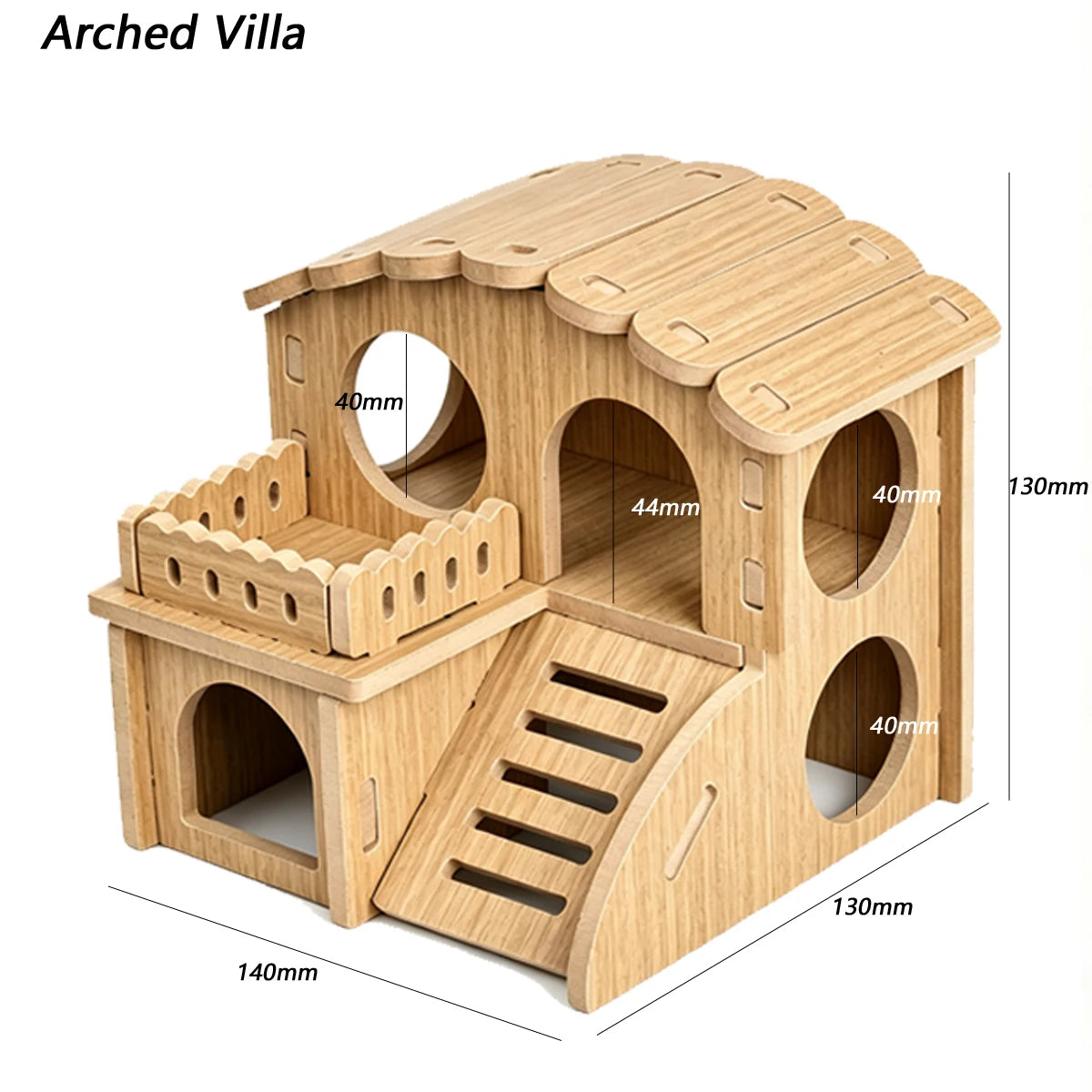 Wooden Hamster Villa Cabin House, Easy-Install Cage Hideout