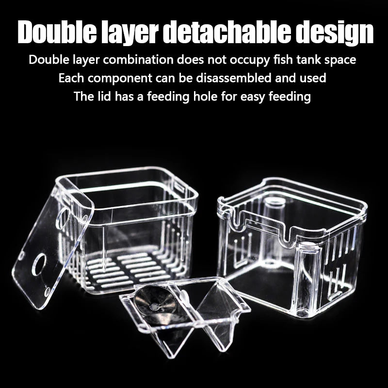 Clear Aquarium Fish Breeder Box, Hatchery for Betta, Guppy & Shrimp