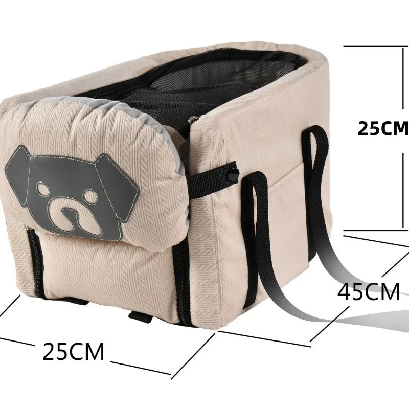 Foldable Dog Car Seat Basket with Safety Leash for Small Pets